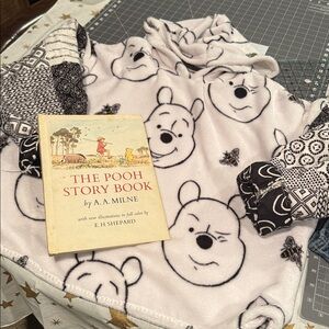 One of a kind upcycled Winnie the Pooh fleece/quilt sweatshirt w vintage book